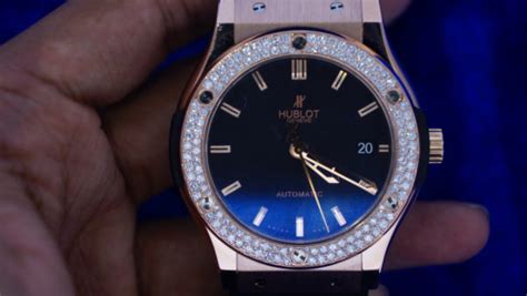 hublot classic pink gold and diamonds|Hublot Classic Fusion Pink Gold Watch With Blue Face and.